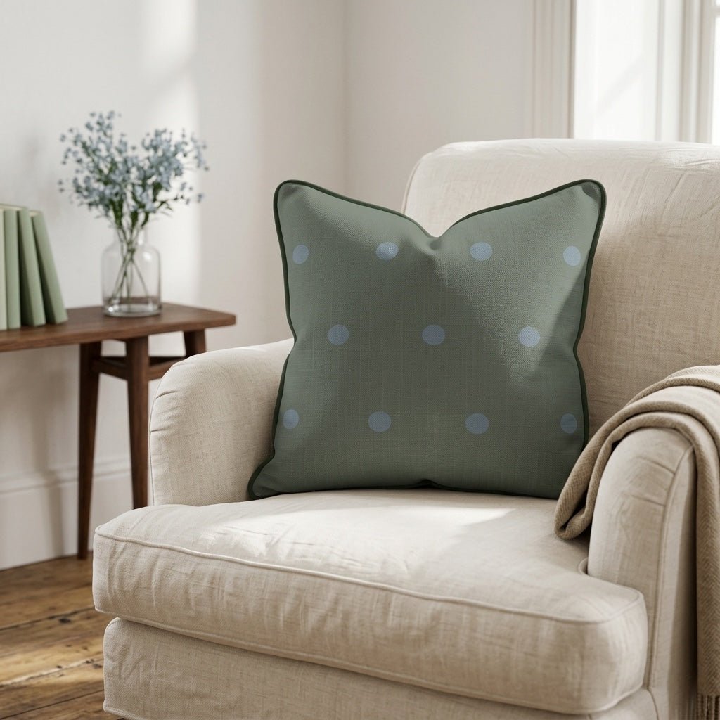 The Silk Garden Evergreen Dots Throw Pillow