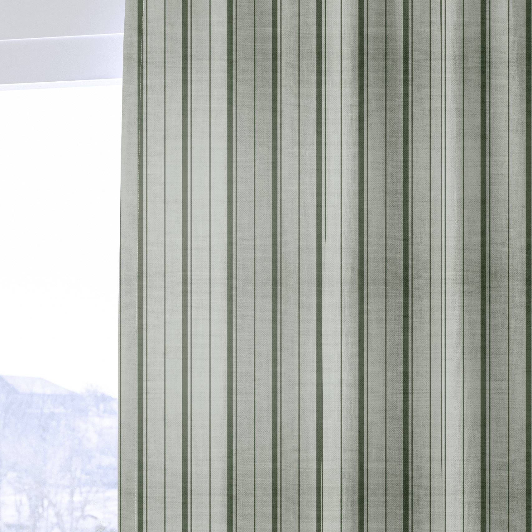 The Silk Garden Sage Stripes - Drapery